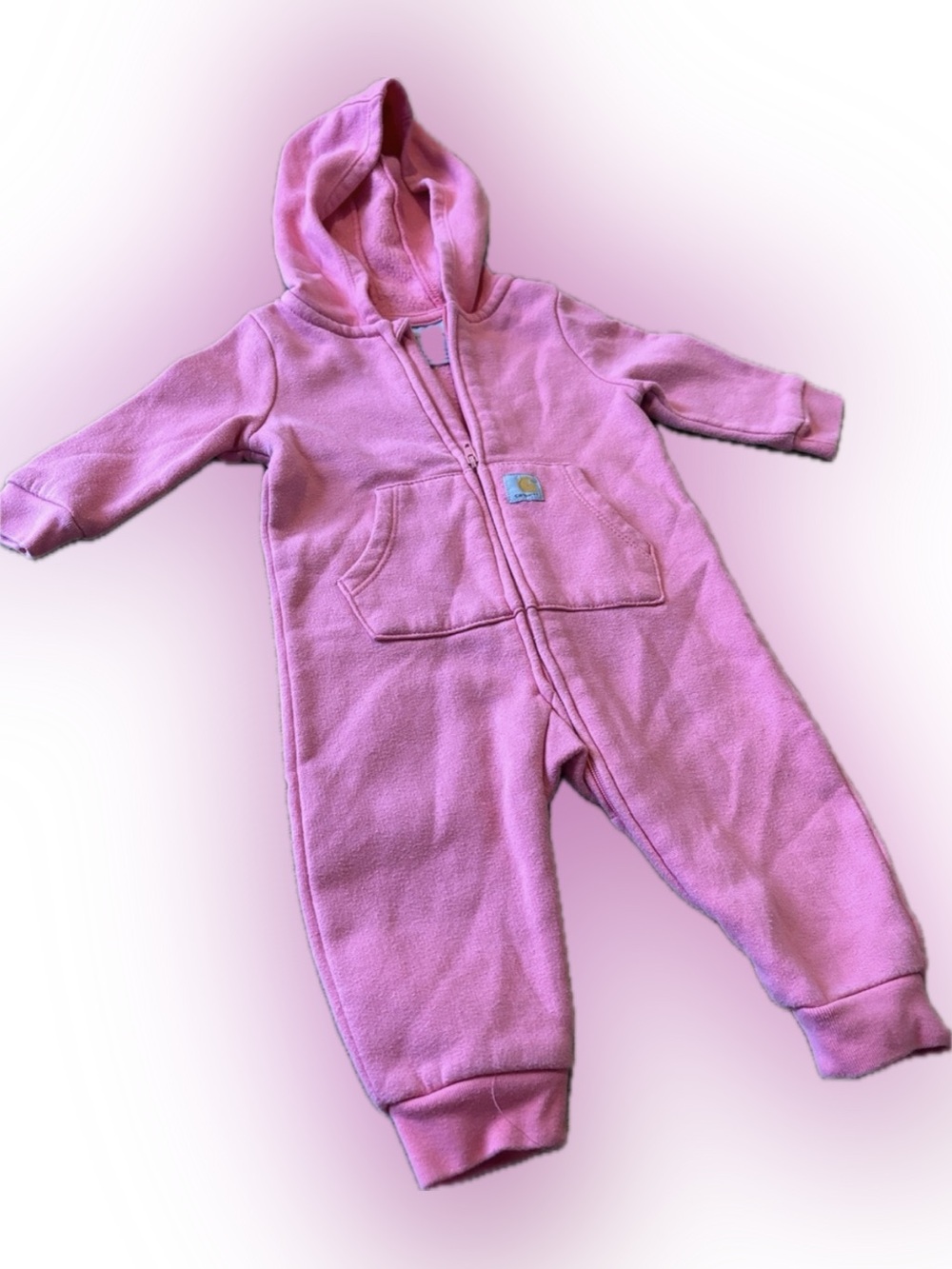 Carhartt Pink Hooded Fleece One-Piece Romper for Kids